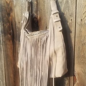 Sondra Roberts Suede Fringe Hobo bag